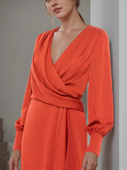 Prom Dresses Stores A-Line/Princess V-Neck Long Sleeves Floor-Length Mother of the Bride Dresses With Ruffles Prom Dress Formal Women's Dresses