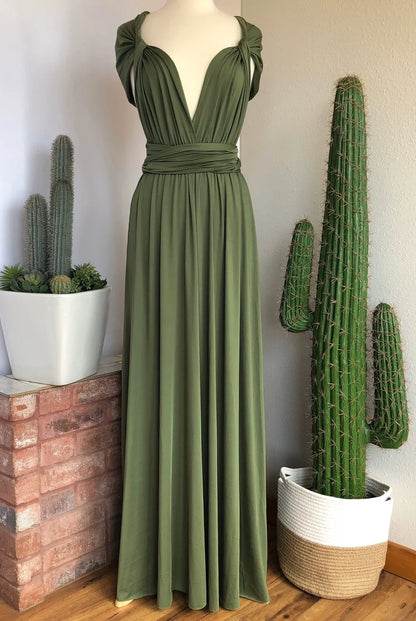 V Neck Backless A-line Simple Floor Length Sleeveless Multiway Style Bridesmaid Prom Dress