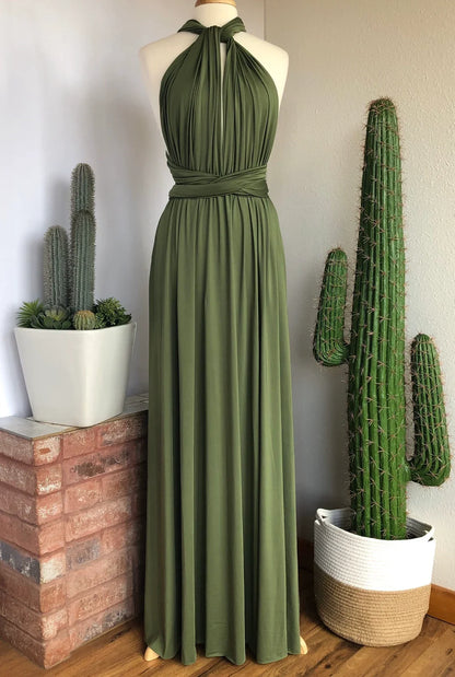 V Neck Backless A-line Simple Floor Length Sleeveless Multiway Style Bridesmaid Prom Dress