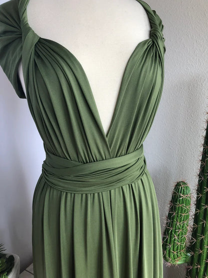 V Neck Backless A-line Simple Floor Length Sleeveless Multiway Style Bridesmaid Prom Dress
