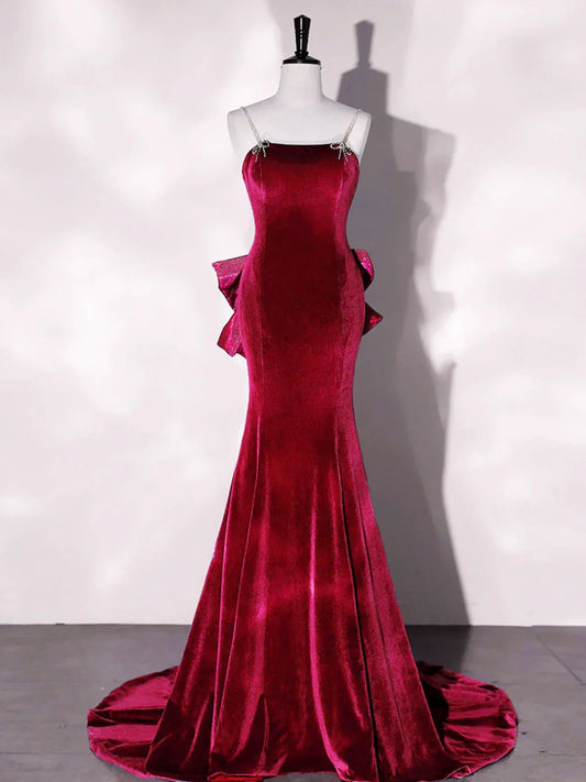 Formal Women's Dresses Blue Mermaid Velvet Long Prom Dresses Velvet Long Evening Dress Prom Dresses Stores