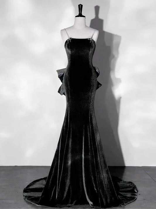 Formal Women's Dresses Blue Mermaid Velvet Long Prom Dresses Velvet Long Evening Dress Prom Dresses Stores