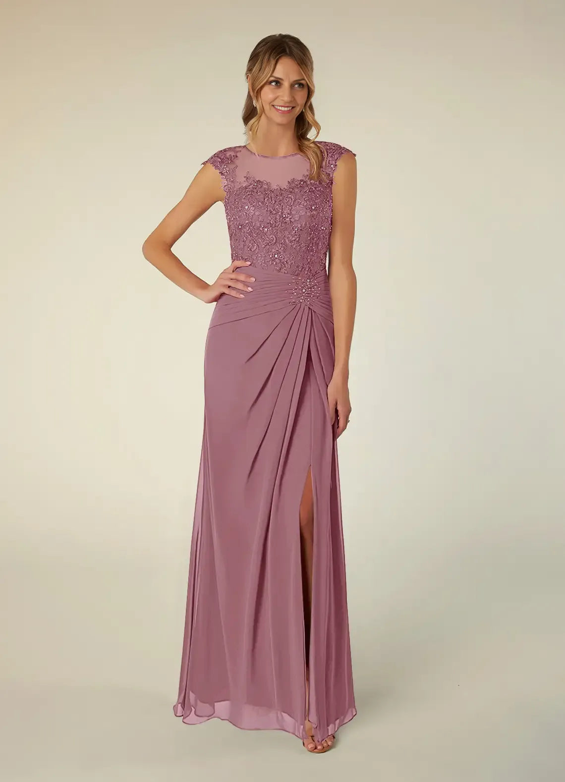 Dress Black A-Line Scoop Neck Sequins Chiffon Mother of the Groom Dresses Elegant Illusion Cap Sleeves Leg Slit Evening Dress