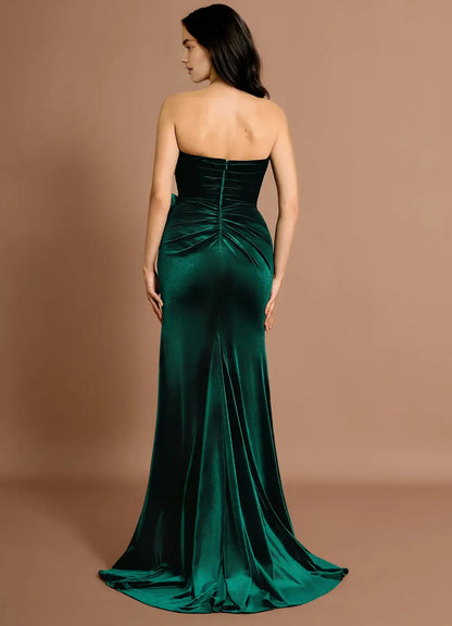 Vintage Mermaid Spaghetti Straps Sleeveless Back Zip Sweep/Brush Train Evening Dress