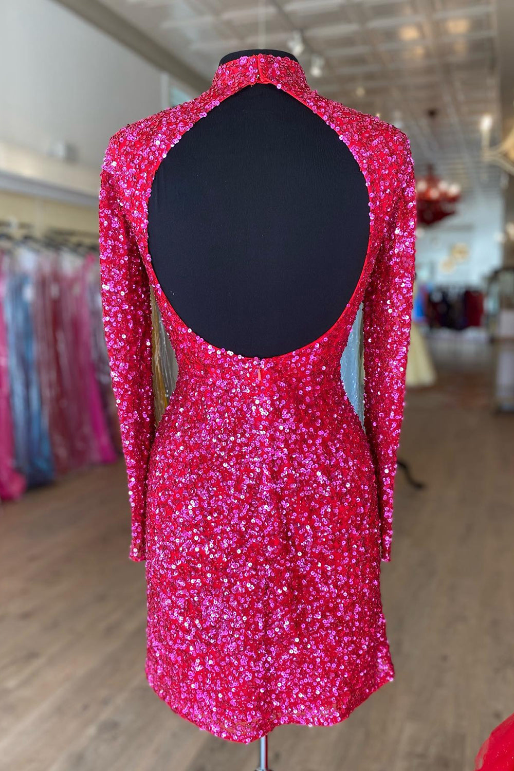 Bodycon Long Sleeve Homecoming Dress With Sequins