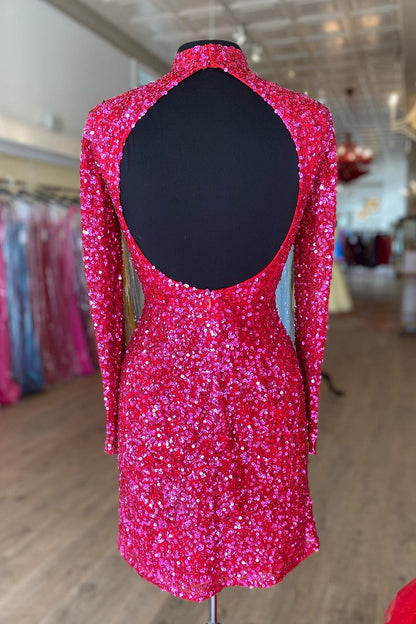 Bodycon Long Sleeve Homecoming Dress With Sequins