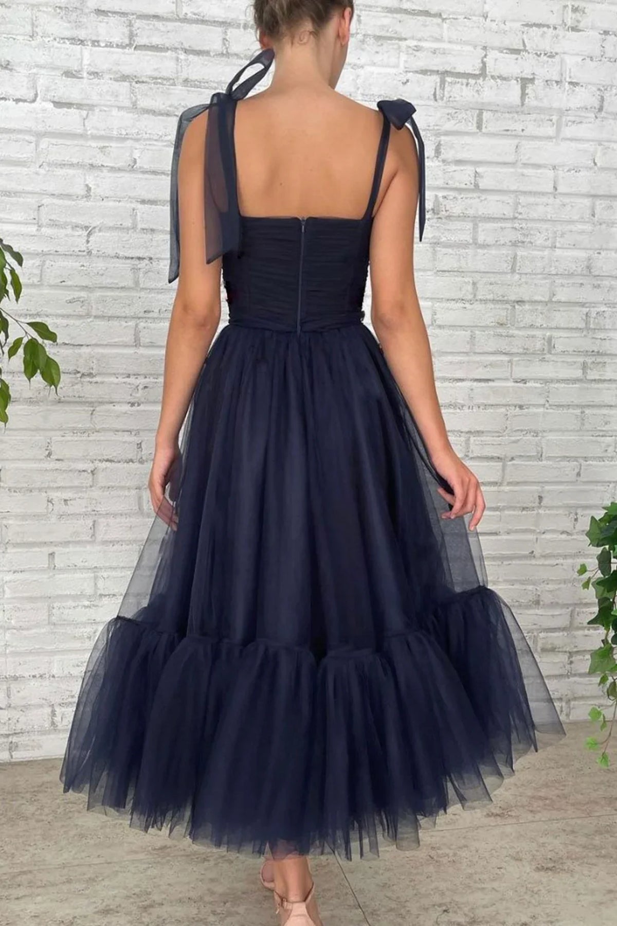 Cute A-Line Blue Tulle Short Prom Dresses