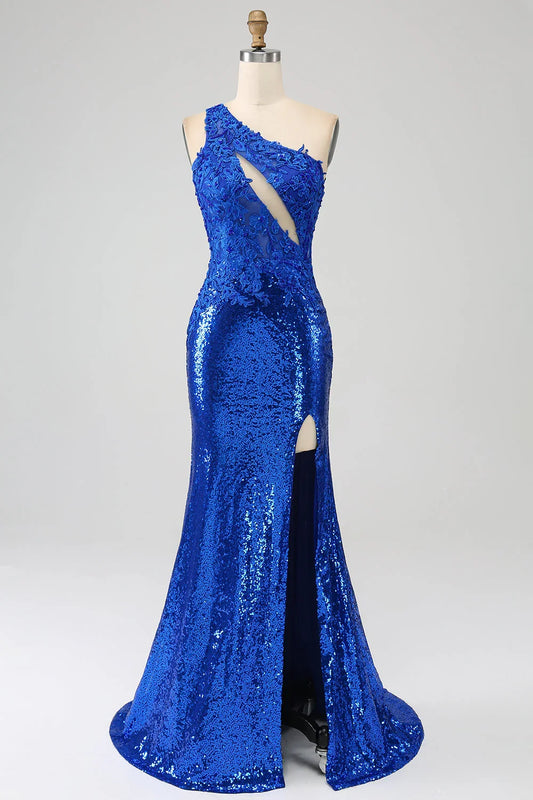 One Shoulder Mermaid Prom Dress With Slit