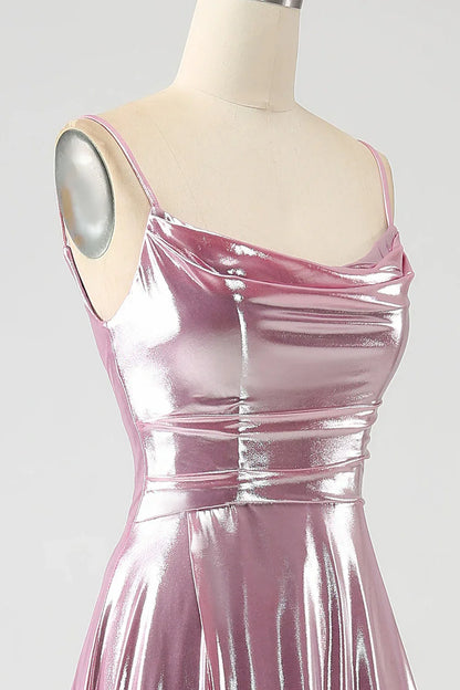 A Line Spaghetti Straps Long Prom Dress With Split Front