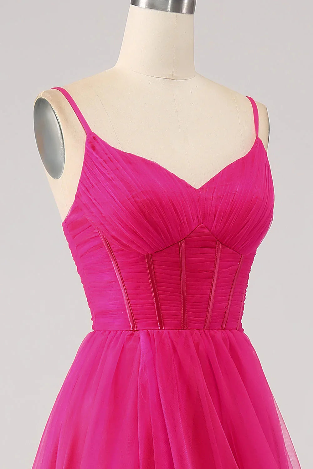 A-Line Spaghetti Straps Long Corset Prom Dress With Slit