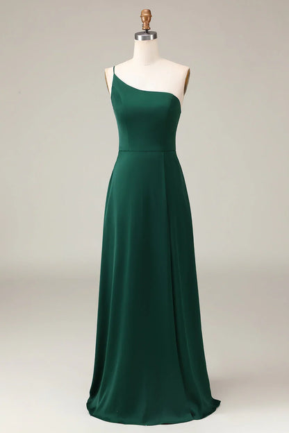 A-Line Chiffon One Shoulder Floor Length Bridesmaid Dress