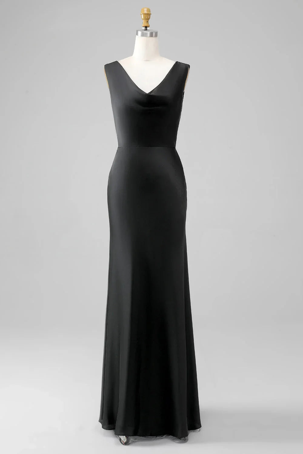 Mermaid Cowl Neck Satin Long Bridesmaid Dress Prom Dress