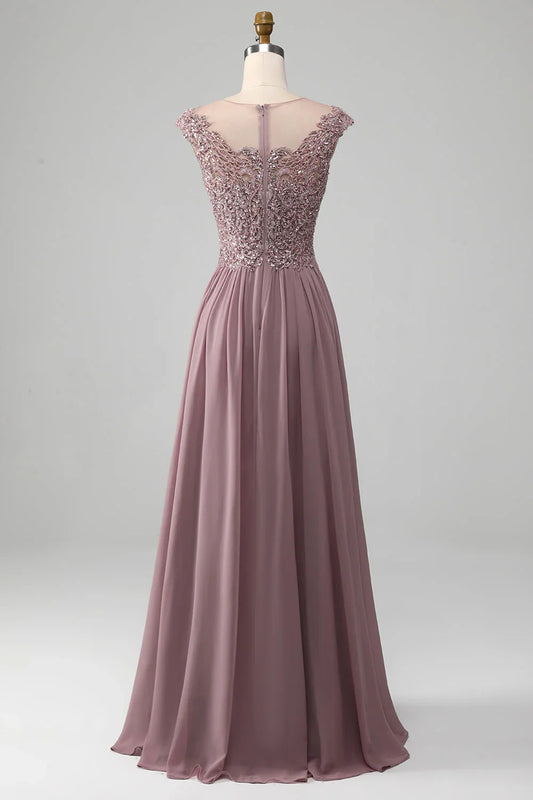 A-Line Beaded Blush Mother of the Bride Dresses