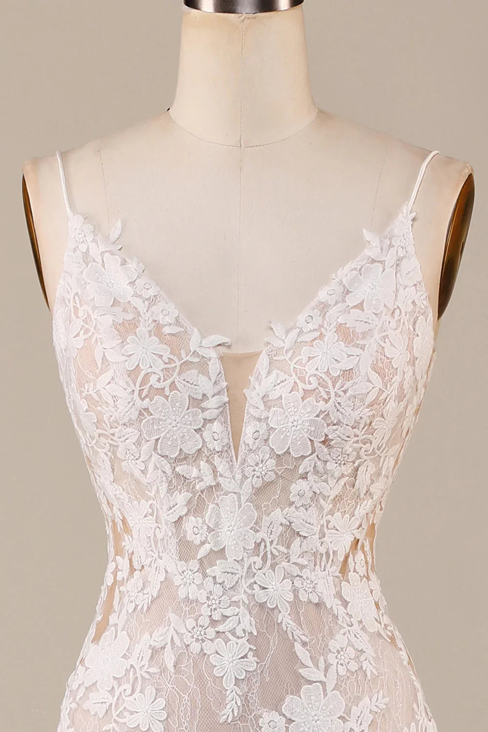 Charming Mermaid Spaghetti Straps Ivory Long Bridal Dress