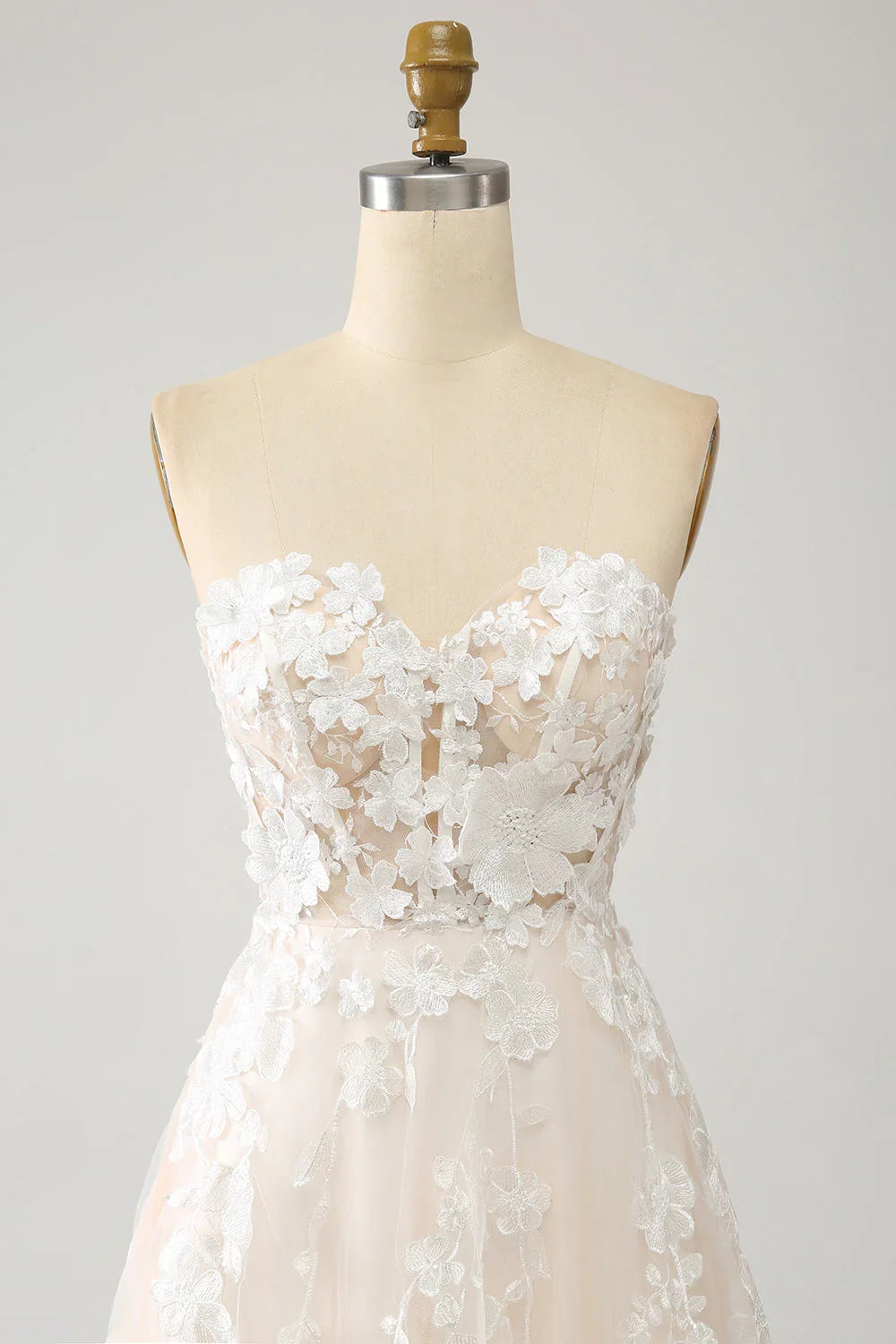 A Line Sweetheart Long Corset Wedding Dress With Appliques