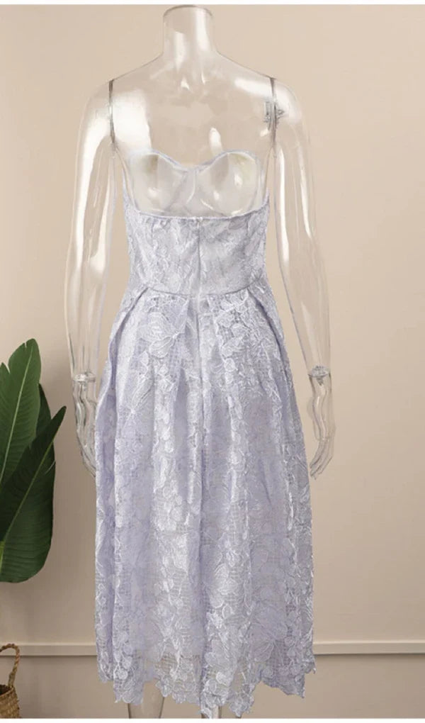 Off-the-Shoulder A-Line Strapless Waistband Lace Back Zipper Prom Dress
