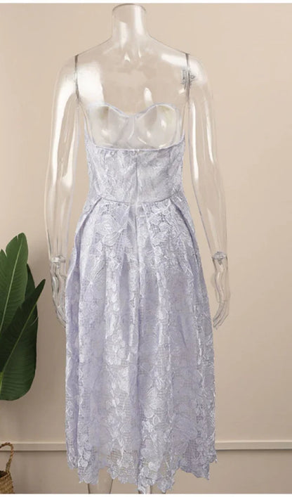 Off-the-Shoulder A-Line Strapless Waistband Lace Back Zipper Prom Dress