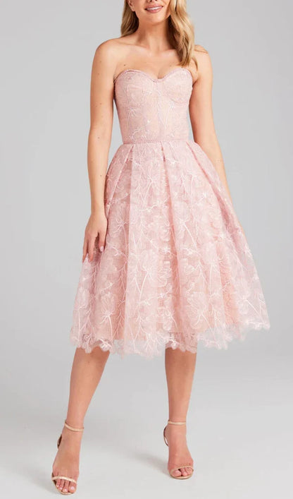 Off-the-Shoulder A-Line Strapless Waistband Lace Back Zipper Prom Dress