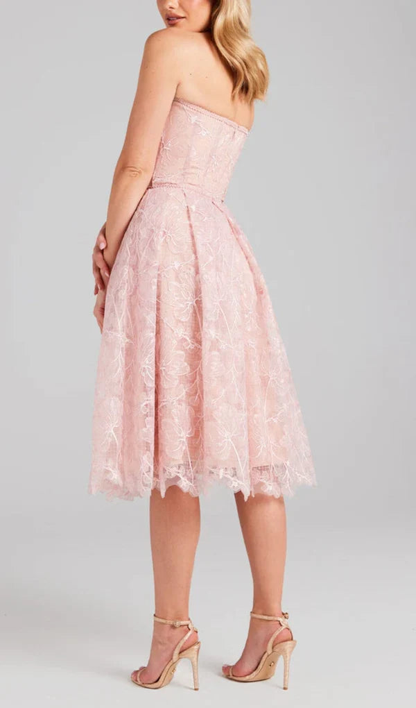 Off-the-Shoulder A-Line Strapless Waistband Lace Back Zipper Prom Dress