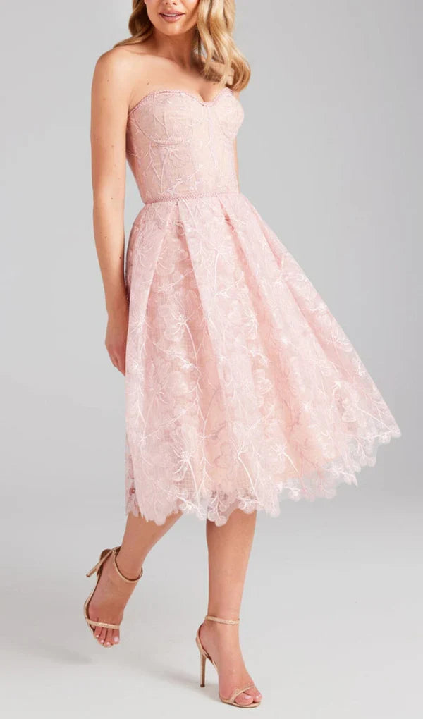 Off-the-Shoulder A-Line Strapless Waistband Lace Back Zipper Prom Dress