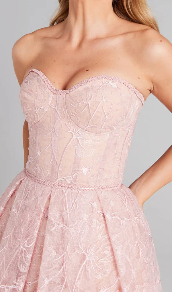 Off-the-Shoulder A-Line Strapless Waistband Lace Back Zipper Prom Dress