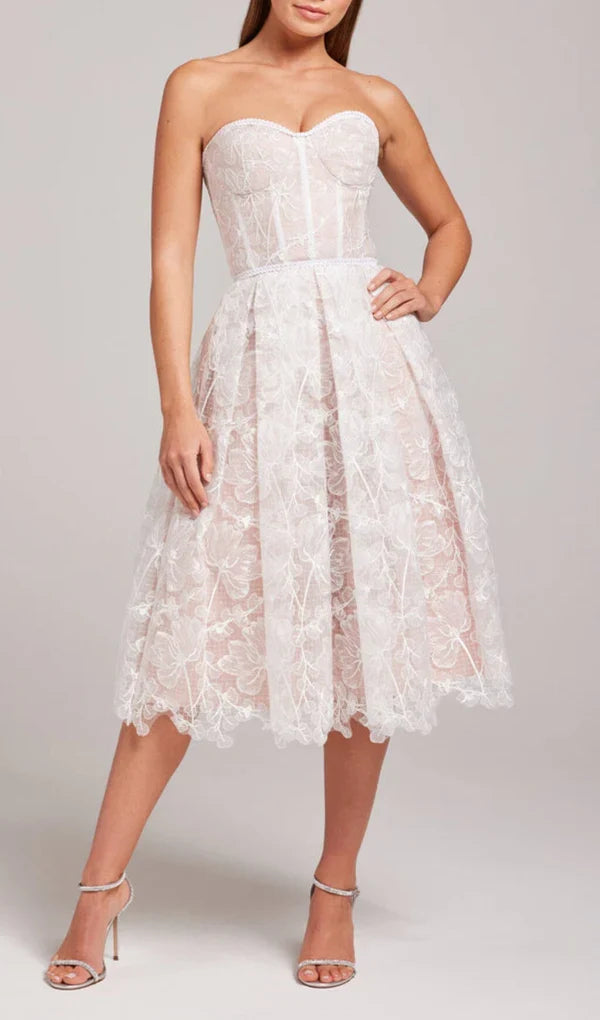 Off-the-Shoulder A-Line Strapless Waistband Lace Back Zipper Prom Dress