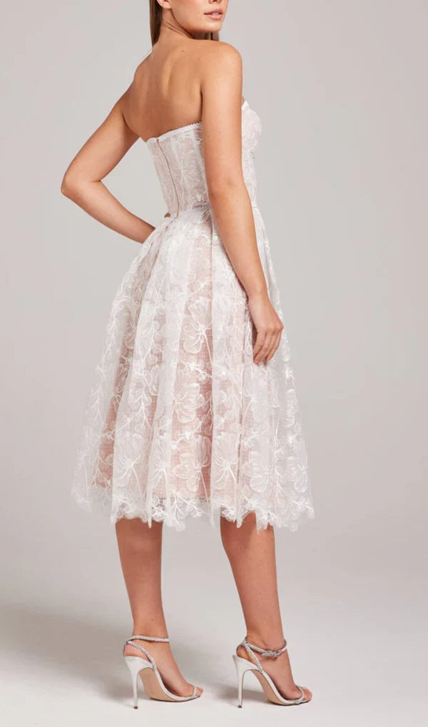 Off-the-Shoulder A-Line Strapless Waistband Lace Back Zipper Prom Dress