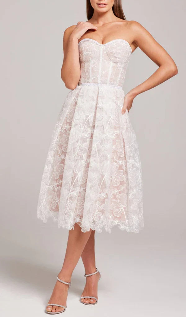 Off-the-Shoulder A-Line Strapless Waistband Lace Back Zipper Prom Dress