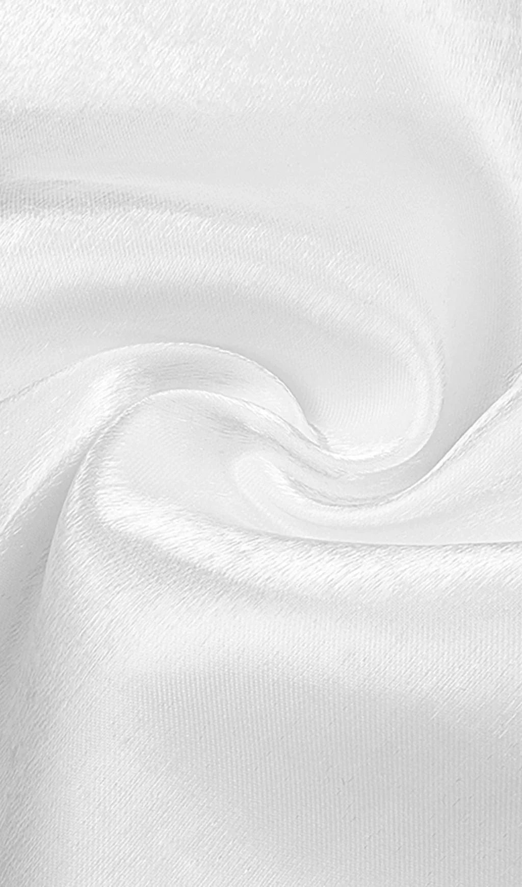 White Satin Strapless Prom Dress With Bubble Sleeves