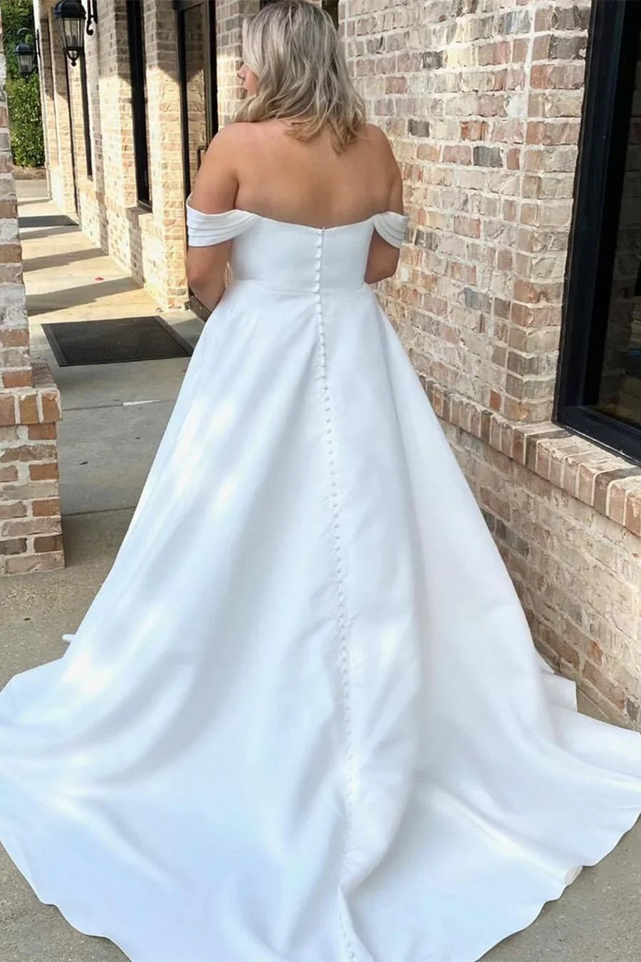 A-Line Off-the-Shoulder Long Wedding Dress