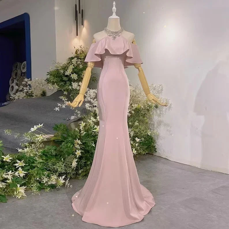 Vintage Off The Shoulder Long Mermaid Prom Dress