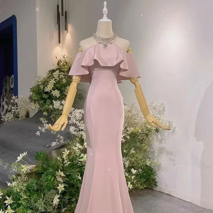 Vintage Off The Shoulder Long Mermaid Prom Dress
