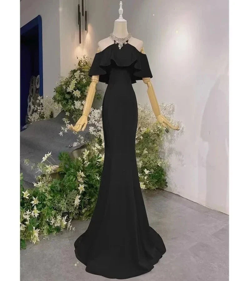 Vintage Off The Shoulder Long Mermaid Prom Dress