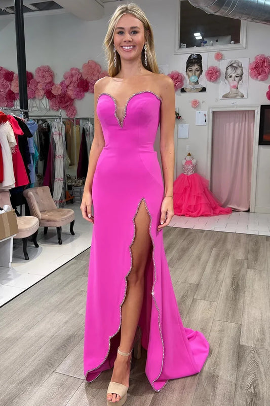Off-the-Shoulder Beaded Mermaid Prom Dress with Slit