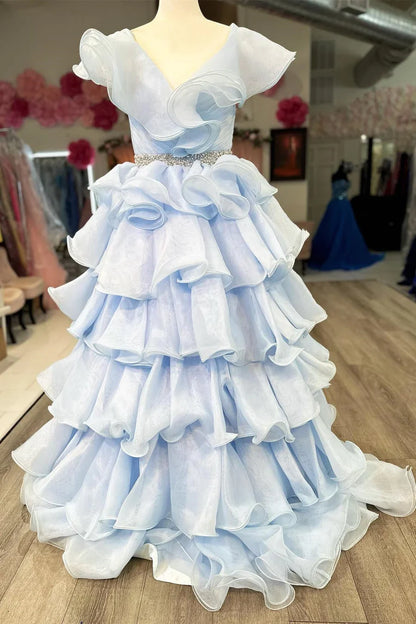 A-Line Ruffle Prom Dress With Multi-Layer