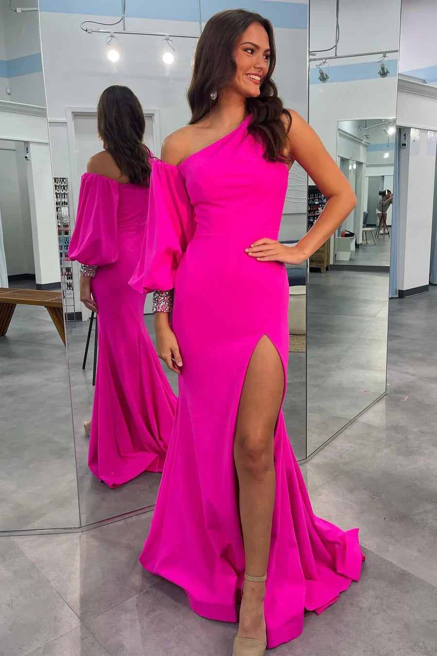 Asymmetrical Mermaid Prom Dress with Slit