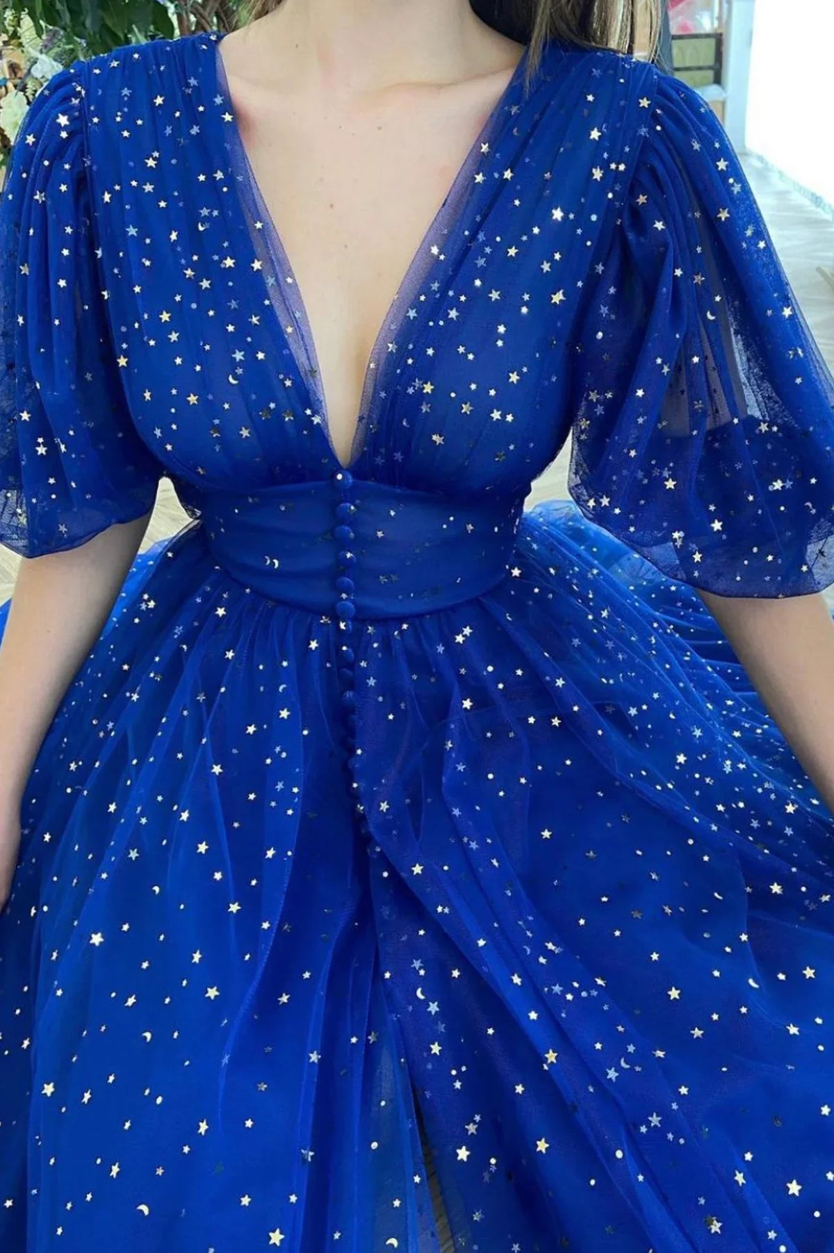 A-Line Graduation Cute V-Neck Tulle Short Prom Dresses