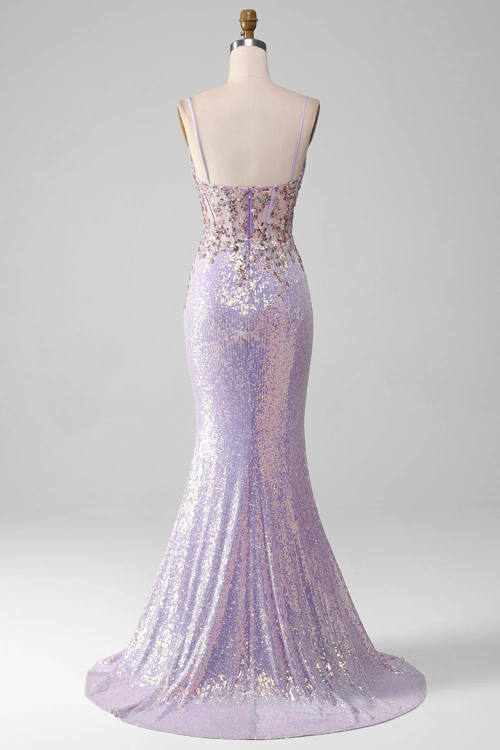 Sparkly Spaghetti Straps Mermaid Prom Dress With Slit