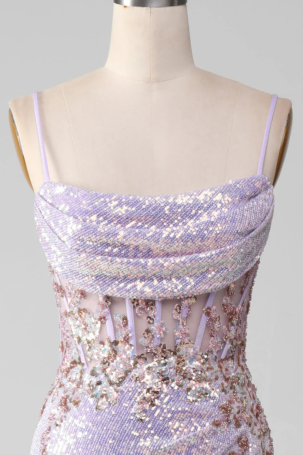 Sparkly Spaghetti Straps Mermaid Prom Dress With Slit