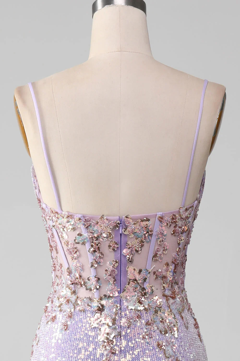 Sparkly Spaghetti Straps Mermaid Prom Dress With Slit