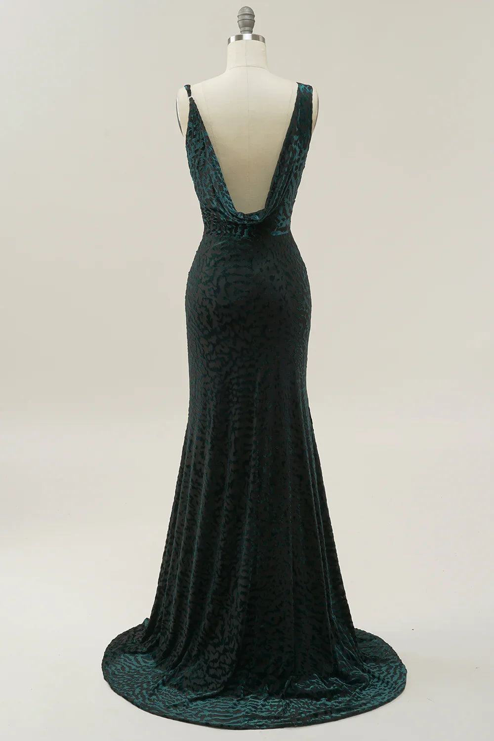 Mermaid V Neck Dark Green Velvet Long Prom Dress