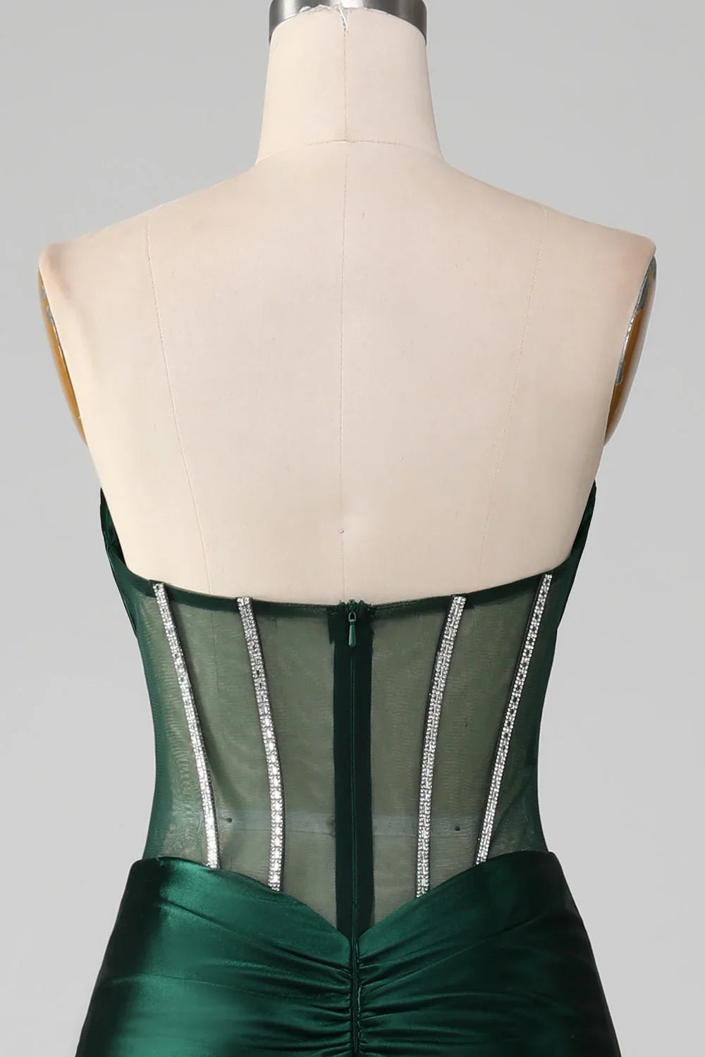 Dark Green Mermaid Sweetheart Corset Prom Dress With Split Front