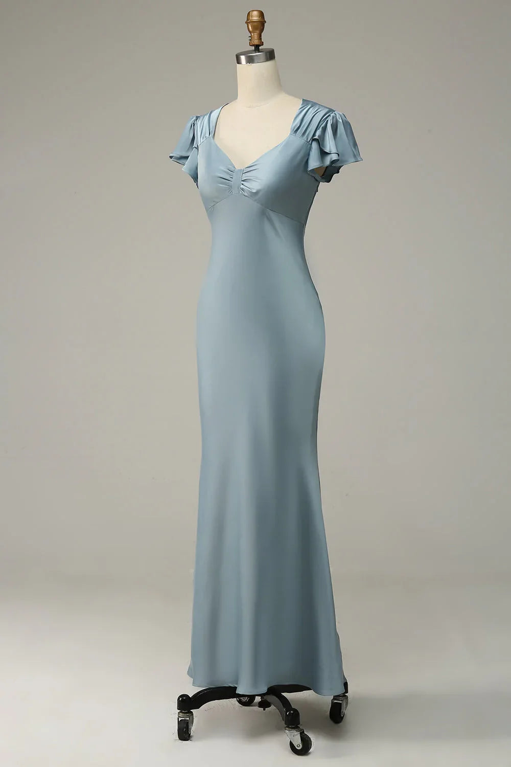 Satin Simple Prom Dress With Ruffles