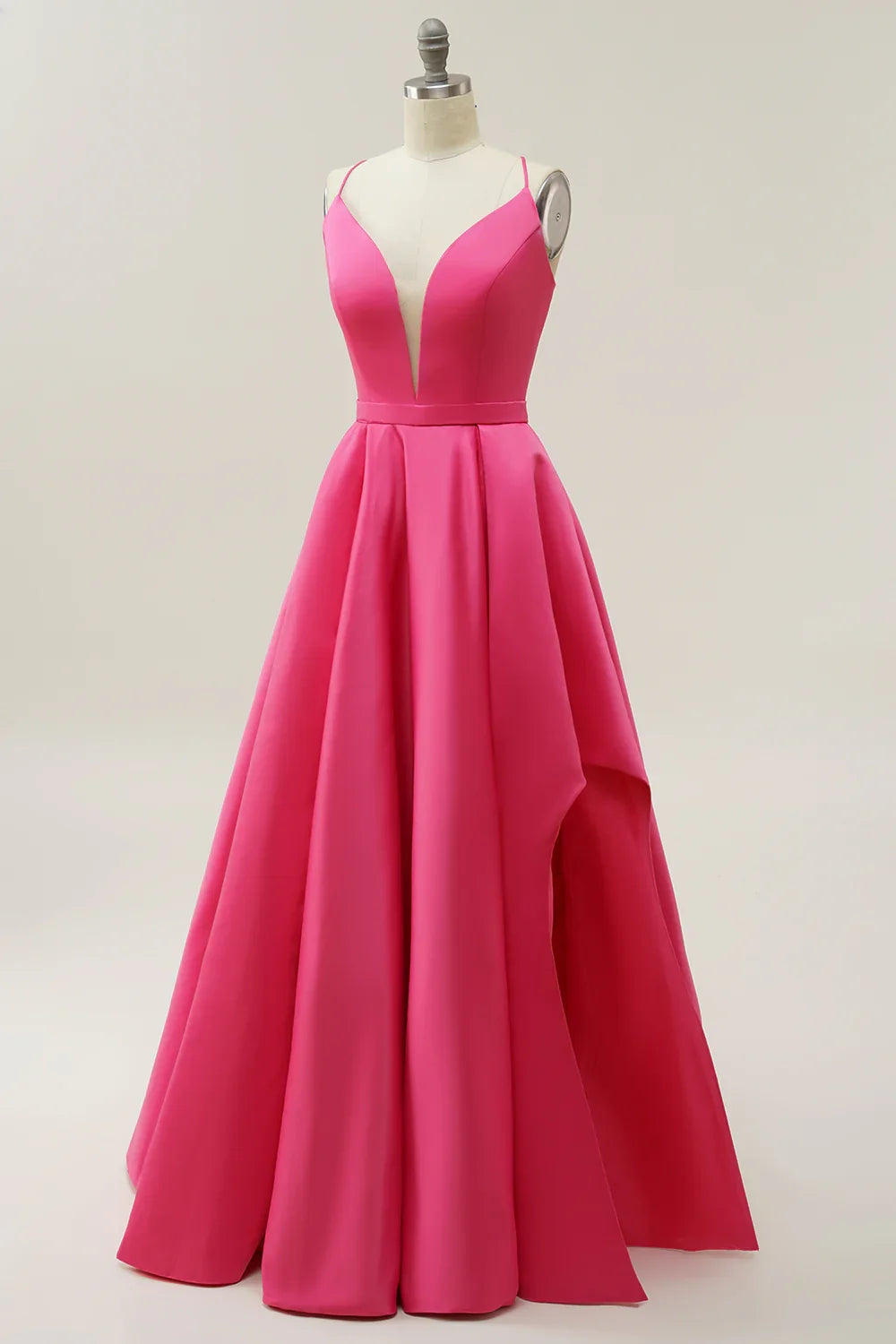 Deep V Neck Floor Length A-Line Spaghetti Straps Ball Gown
