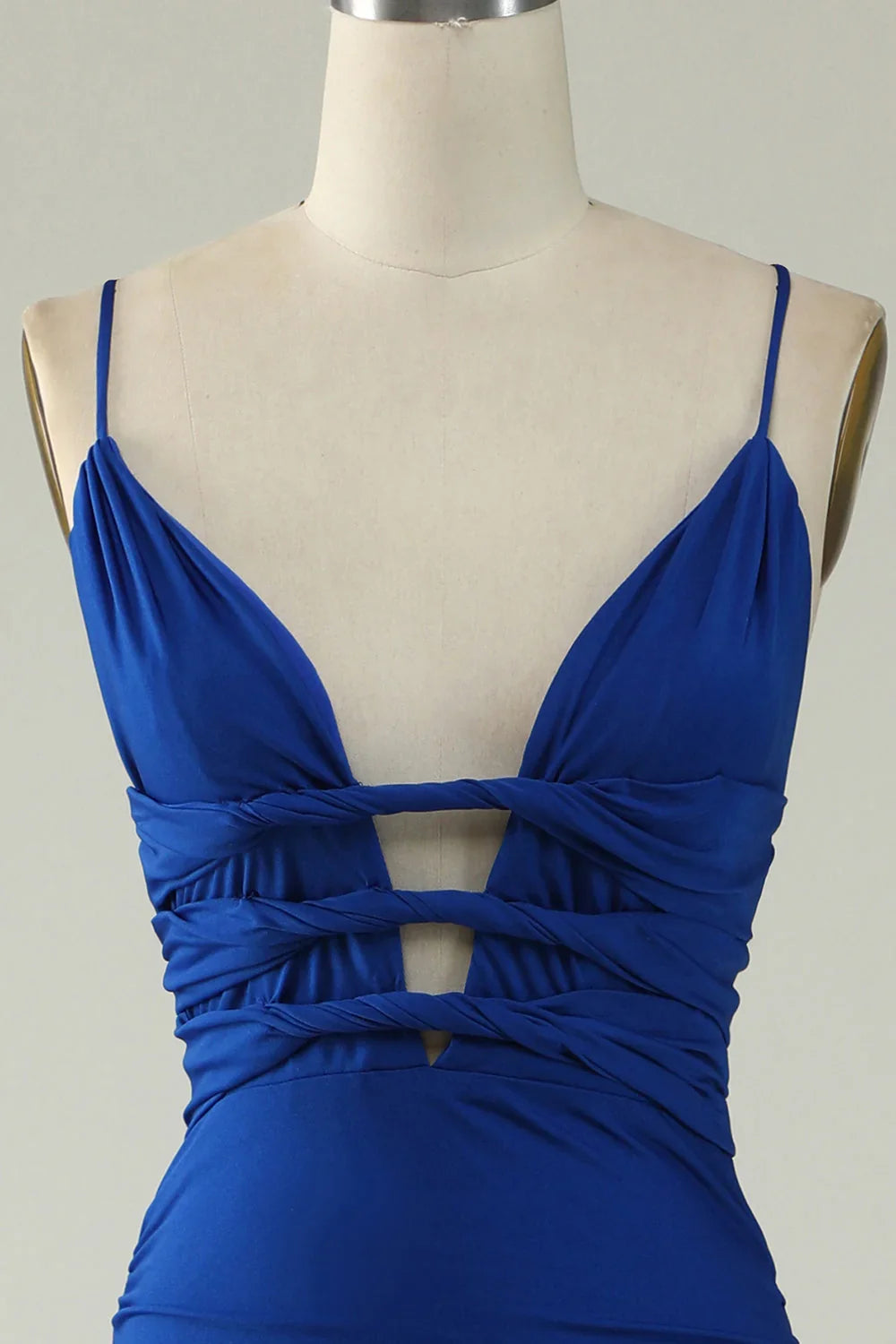 Lace Up Deep V Neck Mermaid Spaghetti Straps Prom Dress With Cross Back