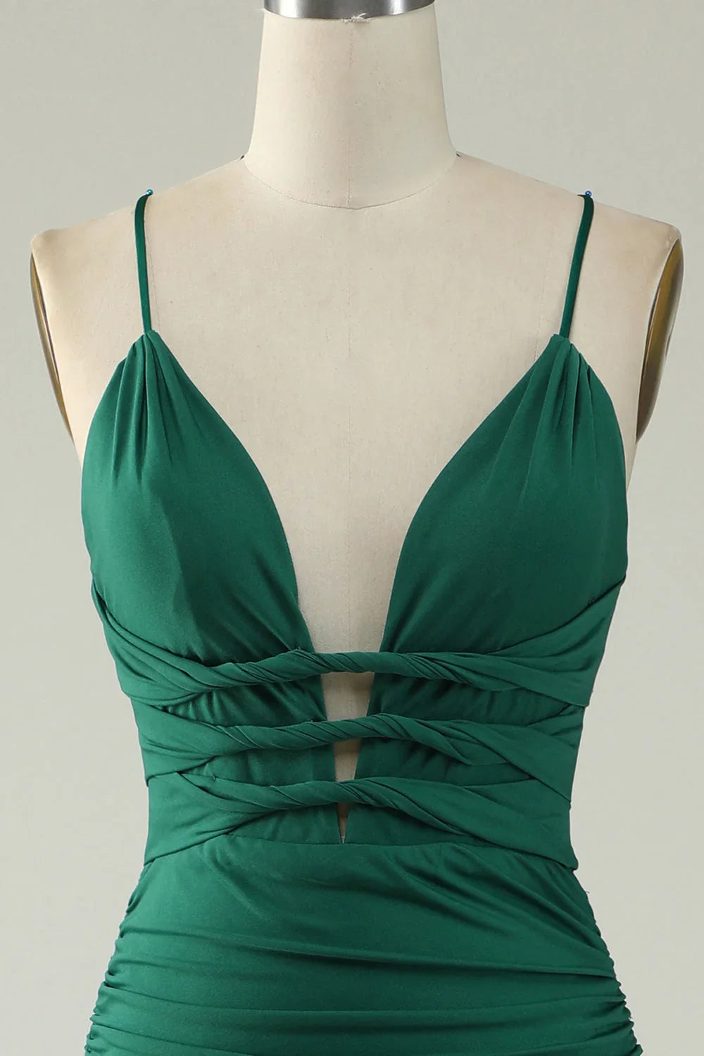Lace Up Deep V Neck Mermaid Spaghetti Straps Prom Dress With Cross Back