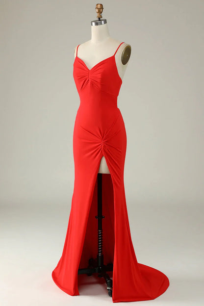 Mermaid Spaghetti Straps Prom Dress With Split Front