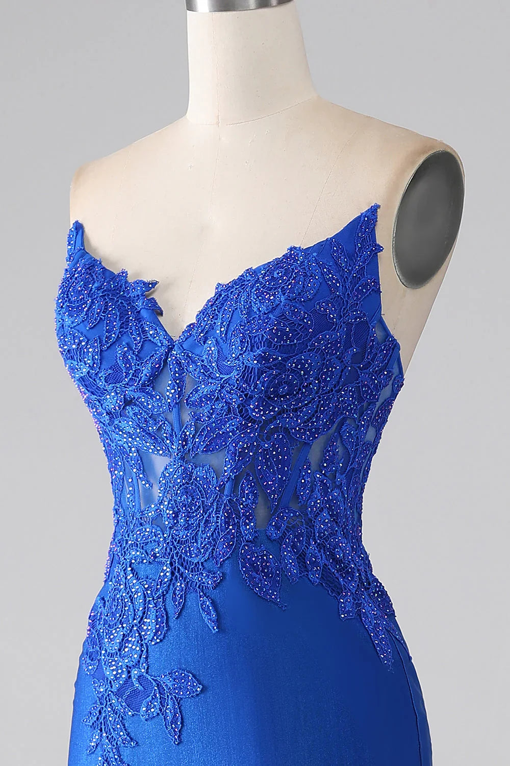 Mermaid Strapless Long Beaded Prom Dress With Appliques