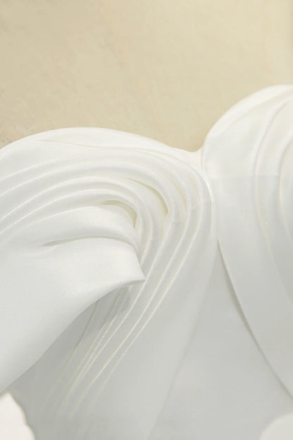 Off the Shoulder White Satin Long Prom Dress