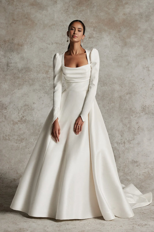Dress Prom Dress Stores Long Puff Sleeves Wedding Dress A-line Backless Formal Women's Dresses